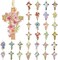 Diamond Art Sets for Adult, Christian Cross Spring Flower Diamond Painting Keychains Double Sided Diamonds Hanging Decoration for Beginners Craft and Religious Easter Gift